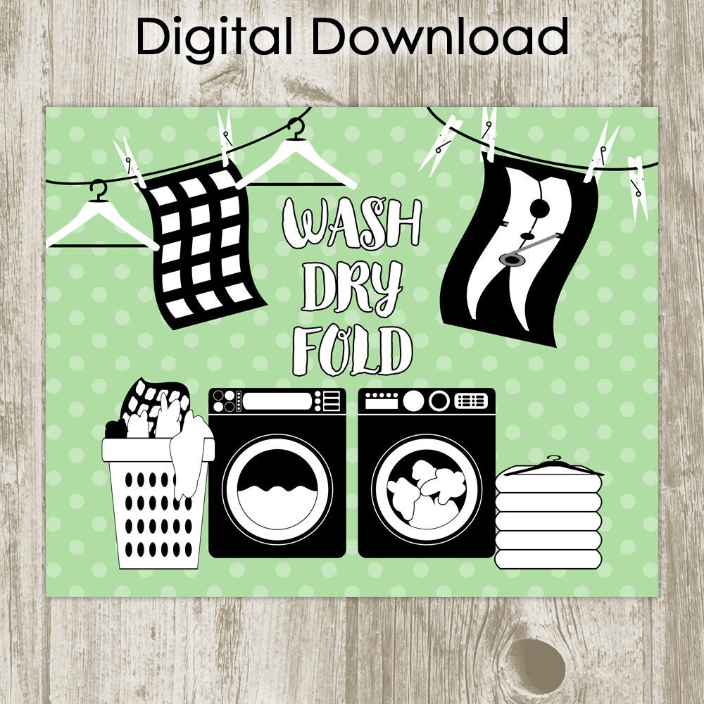 Laundry Wall Art Green Laundry Printable Laundry Room Wall