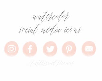 pink watercolor social media icons