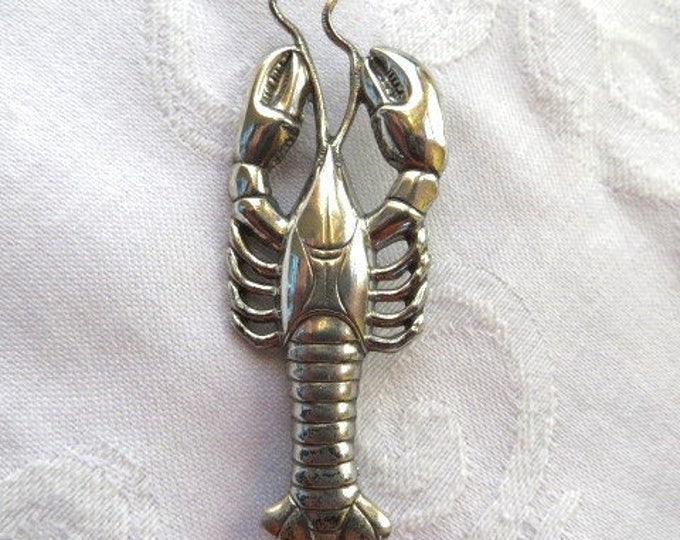 Sterling Lobster Brooch, Sterling Silver Lobster Pin, Vintage Under the Sea Jewelry