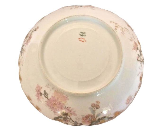 Limoges Fine China Serving Bowl - Vintage Scalloped Edges - Floral Dish, Chrysanthemum Pattern, Haviland, France