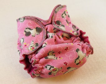 Newborn Fitted Cloth Diaper - Pink Zebra