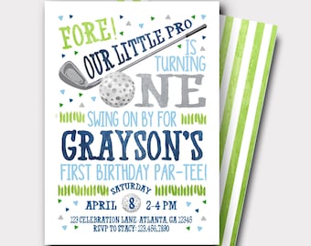 Golf Birthday Invitation | Hole In One Invitation | Golf Invitation | First Birthday Invitation | Boys Birthday Invitation