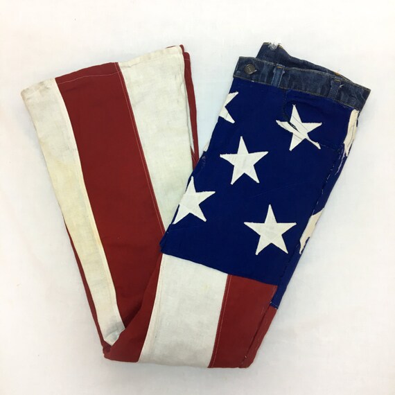 Vintage 70s LEVIS HandSewn American Flag Bell Bottoms 31 x 33