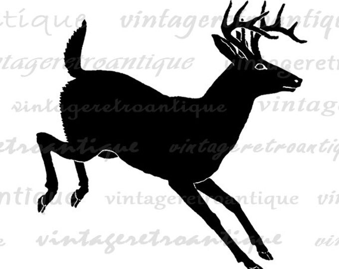 Digital Graphic Deer Silhouette Download Image Printable Artwork Vintage Clip Art Jpg Png Eps HQ 300dpi No.2084