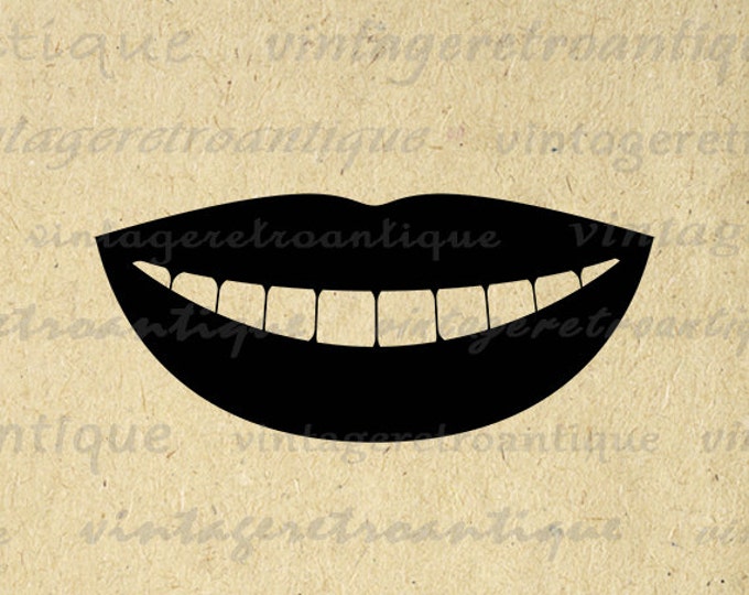 Printable Digital Smiling Mouth Graphic Smile Icon Download Image Antique Clip Art Jpg Png Eps HQ 300dpi No.4393