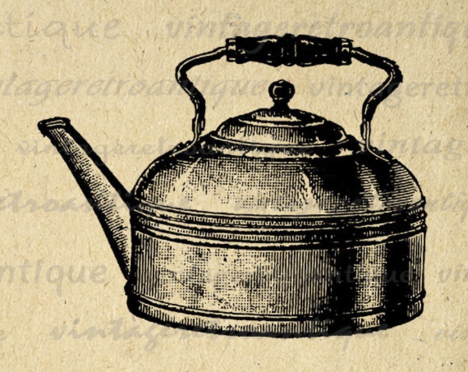 Tea Kettle Graphic Image Download Antique Digital Printable Vintage Clip Art Jpg Png Eps HQ 300dpi No.1516