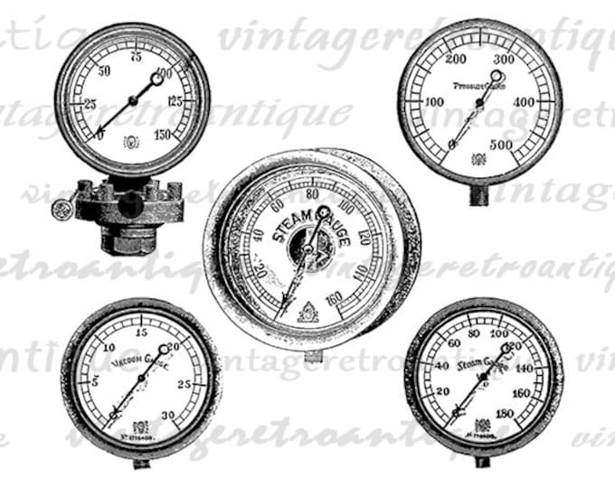 Steam Gauges Digital Image Download Collage Sheet Printable Dial Graphic Vintage Clip Art Jpg Png Eps HQ 300dpi No.1807