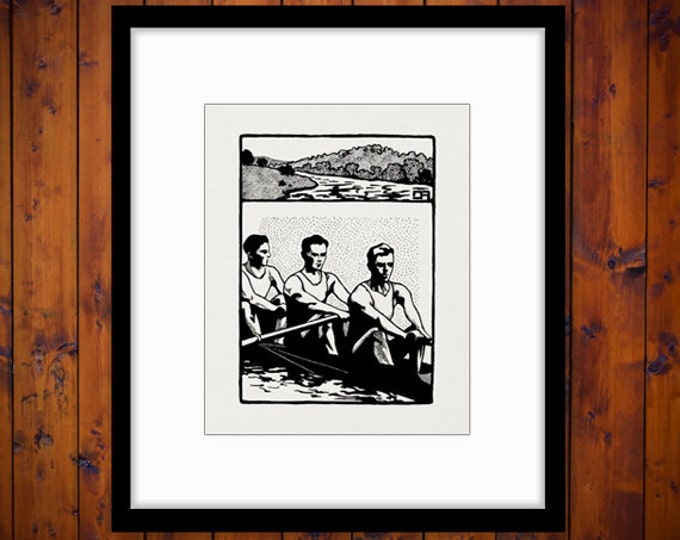 Digital Printable Crew Rowing Image Download Graphic Artwork Antique Clip Art Jpg Png Eps HQ 300dpi No.4141