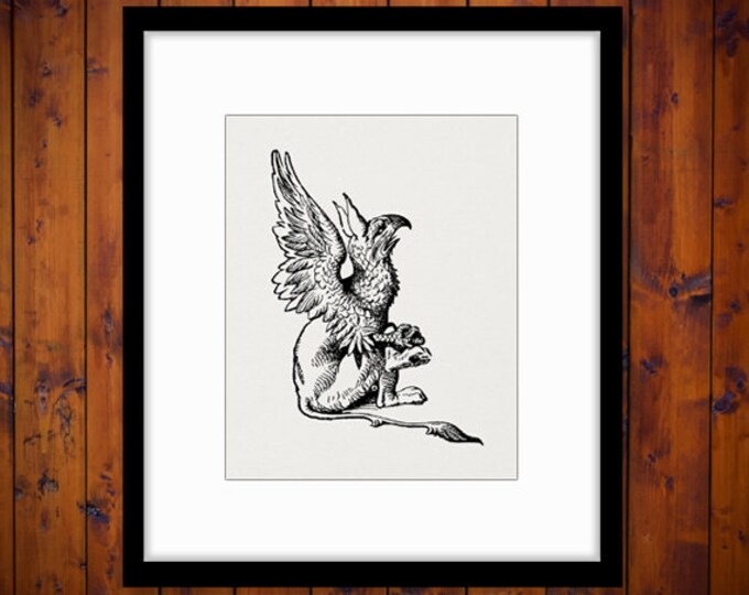 Alice in Wonderland Gryphon Image Graphic Digital Printable Illustration Download Vintage Clip Art Jpg Png Eps HQ 300dpi No.1829