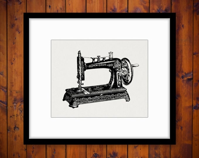 Antique Sewing Machine Digital Image Graphic Illustration Download Printable Vintage Clip Art Jpg Png Eps HQ 300dpi No.1349