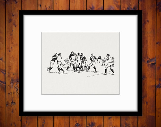 Antique Football Players Digital Image Download Graphic Printable Vintage Clip Art Jpg Png Eps HQ 300dpi No.2963