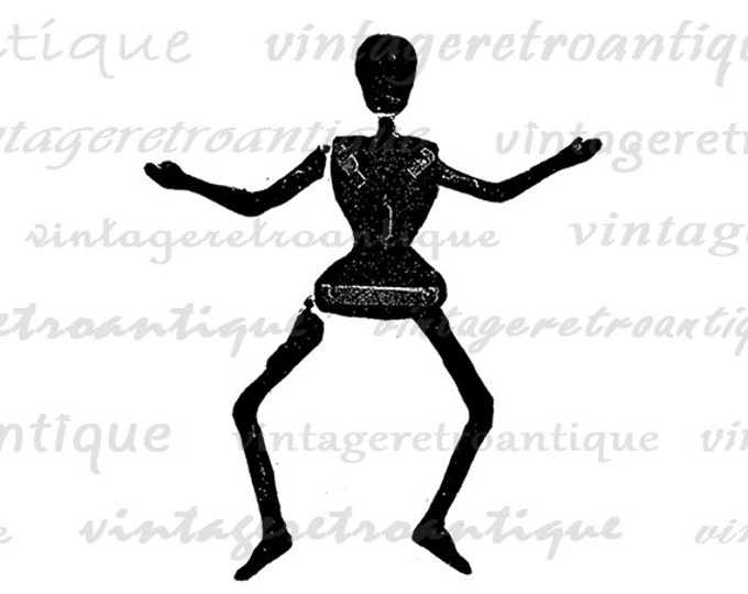 Digital Printable Dancing Doll Image Figure Graphic Download Jpg Png Eps HQ 300dpi No.741