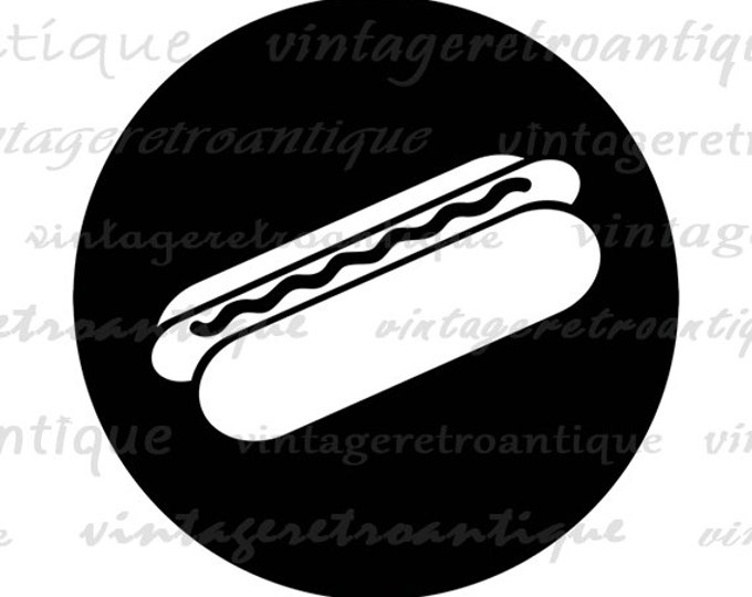 Printable Hot Dog Graphic Download Food Digital Hotdog Icon Image Vintage Clip Art for Transfers Making Prints etc HQ 300dpi No.4405