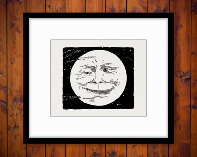 Digital Image Moon Face Printable Graphic Download Artwork Antique Clip Art Jpg Png Eps HQ 300dpi No.2958