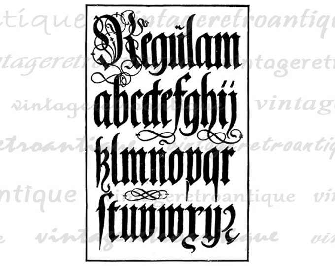 Digital German Blackletters Antique Alphabet Image Graphic Collage Sheet Printable Download Vintage Clip Art Jpg Png 18x18 HQ 300dpi No.1047