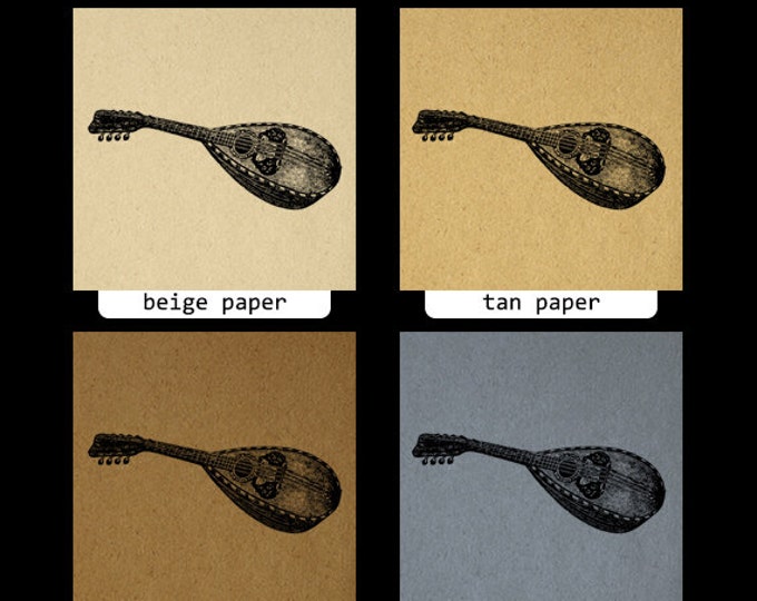 Printable Digital Mandolin Guitars Graphic Bluegrass Music Download Illustration Image Vintage Clip Art Jpg Png Eps HQ 300dpi No.1167