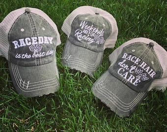Hat { Race day is the best day. Weekends are for racing. Race hair don't care. } 4.94 US ship. 10 Worldwide ship.