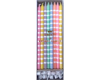 Toot Sweet Pastel Stripe Party Candles | Meri Meri | Pastel Cake Candles | Pastel Birthday Candles | Pastel Striped Candles | 6" Candles