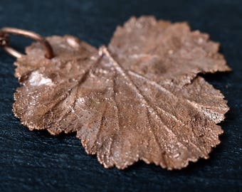 simple nature pendant copper leaf necklace fall pendant original botanical pendant real leaf jewelry minimalist electroformed