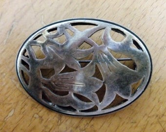 Brooch pin sterling silver, handmade in Israel 1950