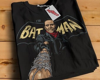 Negan I'm Batman Black T-Shirt -SD1199- The Walking Dead Parody Negan Saviors Barbed wire Baseball Bat Batman Parody