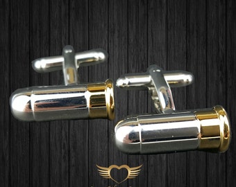 Bullet Cufflinks - Mens Cuff links with a Gift Box - Mens Jewelry - Groosman,Groomsmen, Menswear, Mens gift