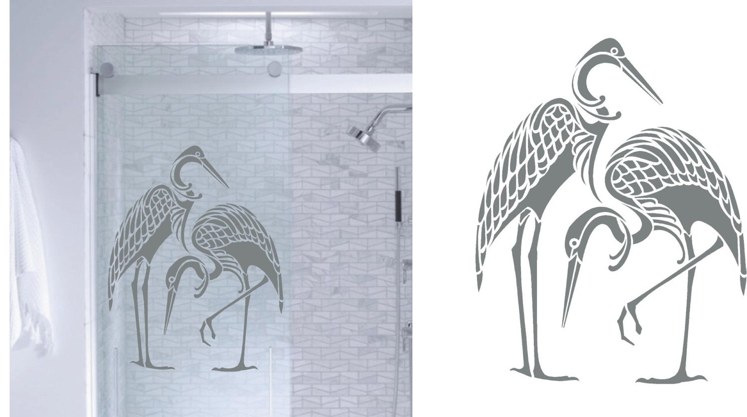 Asian Herons Diy Etched Glass Vinyl Window Film Privacy