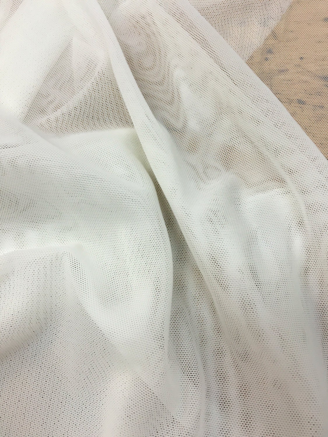 Ivory Stretch Power Mesh Fabric By the Yard Ivory power mesh