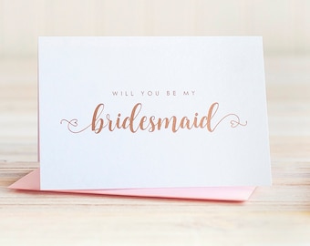 Will You Be My Bridesmaid Card Rose Gold Foil ask bridesmaid proposal gift box bridal party card bridesmaid invitation blush pink heart box