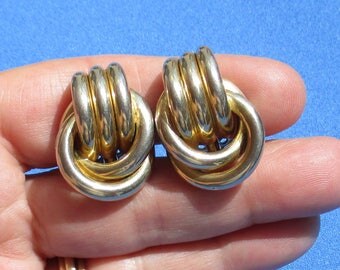 Vintage Crown Trifari Tube Shaped Knot Clip On Earrings