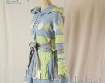 Cashmere Sweater Coat, Upcycled Sweater Coat, Pixie Jumper, Soft and Cosy Sweater, Triptastica Eco Couture