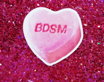 BDSM Conversation Heart 3.5X3.5 Sticker