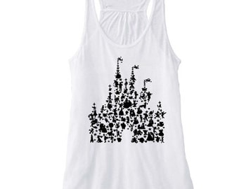 Disney Castle Character Silhouette tank, Disney Fan tank, Disney World tank, Disney tank, Disney Characters tank