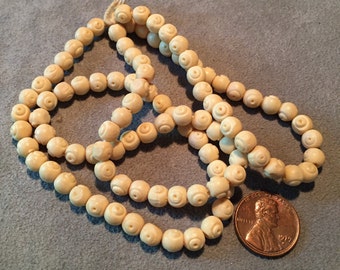 Vintage Chinese Carved Bone Beads Long Strand 100 Beads
