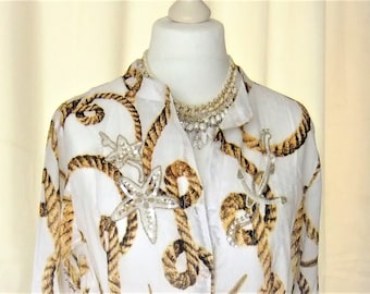 Beach dress tunic 38, 40, 42, 44, 46 caftan embroidered white beige Batiste M, L, XL, XXL