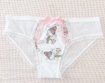 White DDlg inspired 'Good Girl' low rise bikini panty, underwear