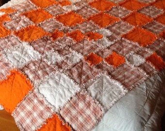 Orange flannel Rag throw