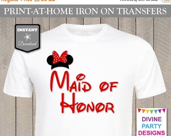 SALE INSTANT DOWNLOAD Print at Home Girl Mouse Maid of Honor Printable Iron On Transfer / T-shirt / Wedding / Bachelorette Party /Item #2492