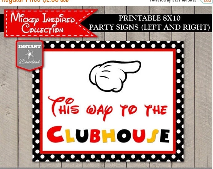 SALE INSTANT DOWNLOAD Mouse Hand This Way to the Clubhouse Sign / 8x10 Printable / Mouse Classic Collection / Item #1589