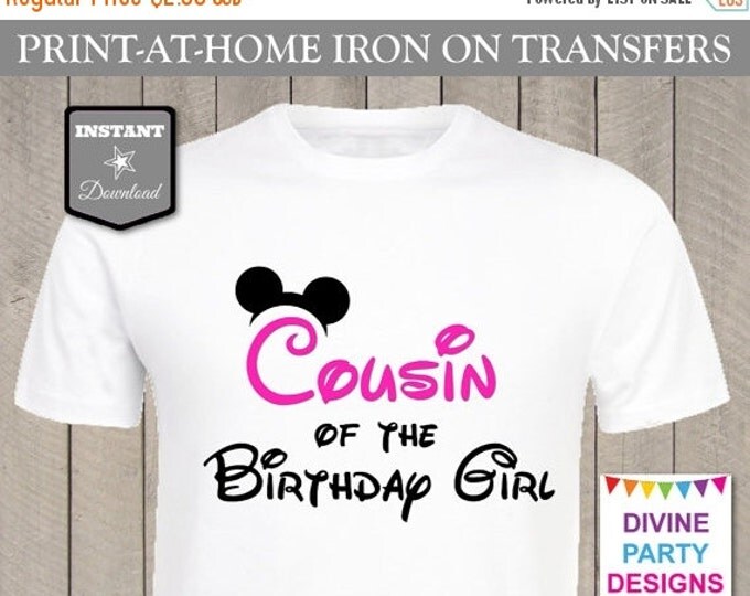 SALE INSTANT DOWNLOAD Print at Home Pink Mouse Cousin of the Birthday Girl Printable Iron On Transfer/ T-shirt / Family / Item #2452