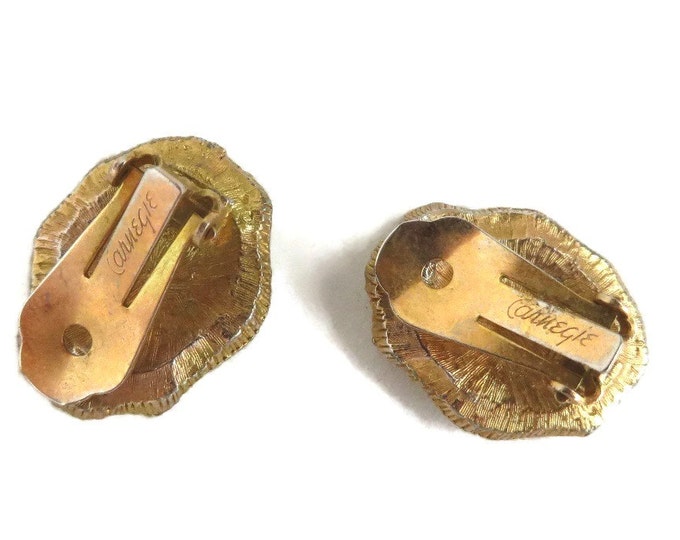 Turquoise Beaded Gold Tone Earrings - Vintage Hattie Carnegie Clip-on Earrings, Gift for Her