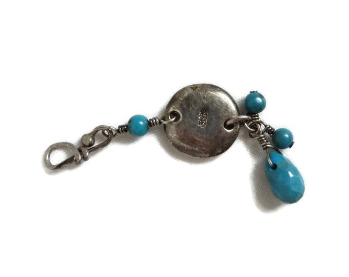 Vintage Turquoise Pendant, Sterling Silver Pendant, Beaded Turquoise Pendant