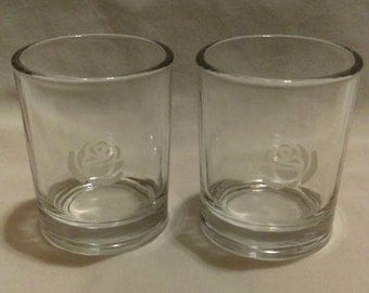 Etched Glass Votive Candle Holders