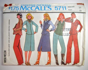 McCall's 5711 Misses Jacket Vest Skirt & Pants Sewing Pattern Size 16 Uncut