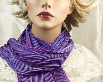 Shibori silk scarf arashi hand dyed great adirondack pleated