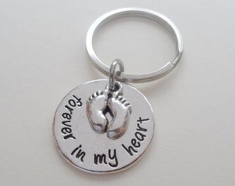 Forever in My Heart Baby Feet Keychain, Mommy's Keychain, Daddy's Keychain, Father's Keychain, Memorial Keychain Gift, Miscarriage Keychain
