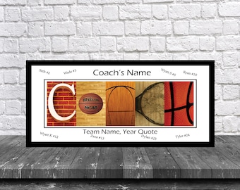 Basketball Coach Team Signature Print - Basketball Coach Team Gift - Basketball Coach Gift - Best Coach Gift - Coach Print -Basketball Coach