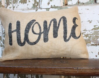Burlap or Canvas Home Pillow Cover 12x16. Throw Pillow