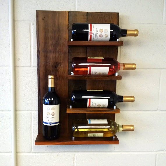 Redwood Wine Rack Wall Mount Wine Rack Upcycled Wine Rack