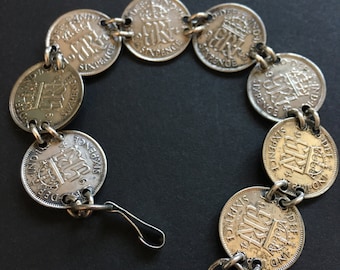 Vintage Silver Netherlands Coin Bracelet Queen Wilhelmina